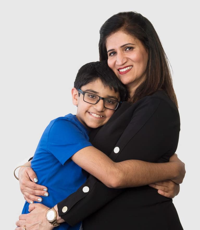 Nisha hugging her son Rohan